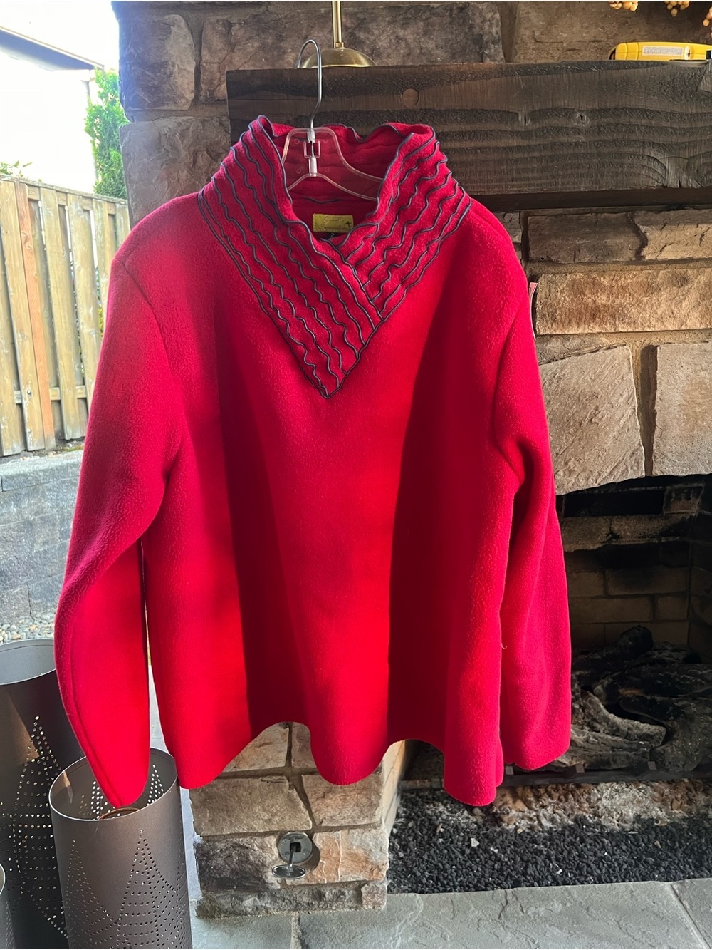 987 Fleece Designer Giselle Shepatin Funnel Neck Sweater with Ripple Collar